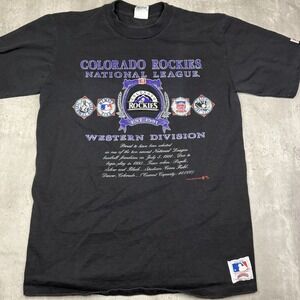 Vintage Colorado Rockies 1991 Nutmeg Mills MLB Tee USA XL 90s Single Stitch